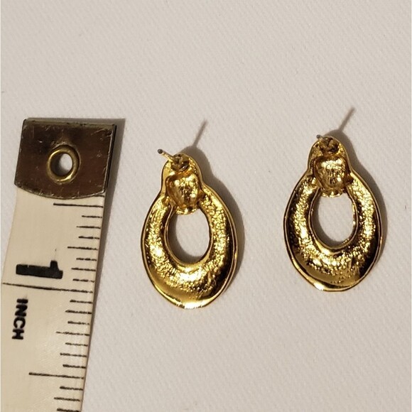 Green and Gold Wreath pierced earrings - Picture 4 of 4